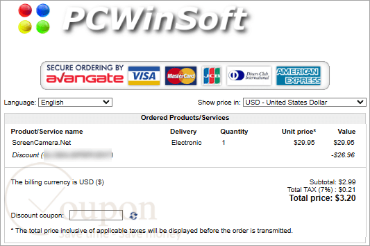 Pcwinsoft Screencamera.net Coupon Code