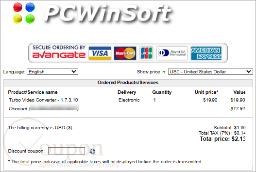Pcwinsoft Turbo Video Converter Coupon Code