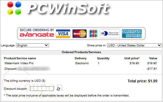 Pcwinsoft Video Watermarker Pro Coupon Code