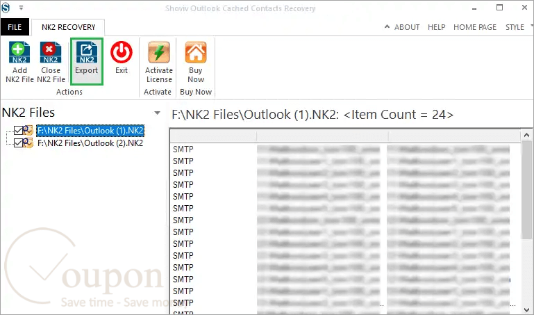 Shoviv Outlook Cached Contacts Recovery Screenshot