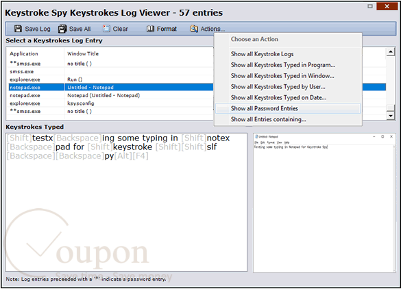 Spytech Keystroke Spy Screenshot