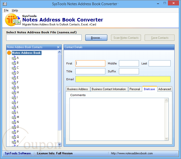 Systools Notes Address Book Converter Screenshot