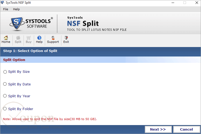 Systools Nsf Split Screenshot