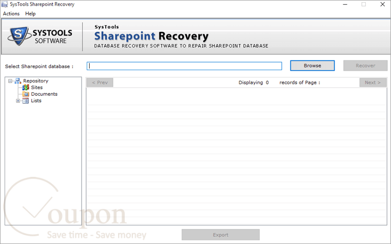 Systools Sharepoint Recovery Screenshot