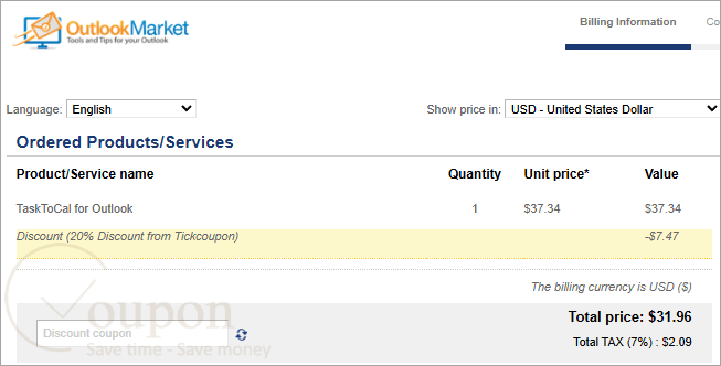 Tasktocal For Outlook Coupon Code