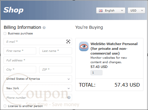 Website Watcher Personal Coupon Code