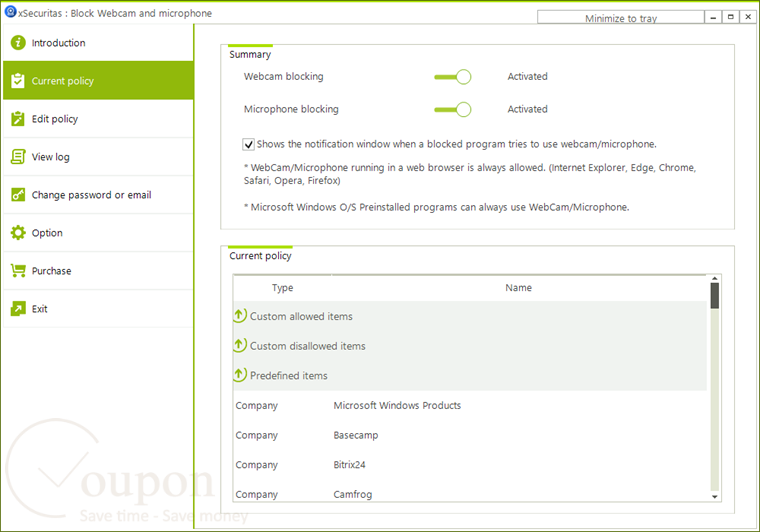 Xsecuritas Block Webcam And Microphone Screenshot