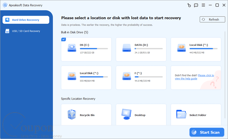 Apeaksoft Data Recovery Screenshot