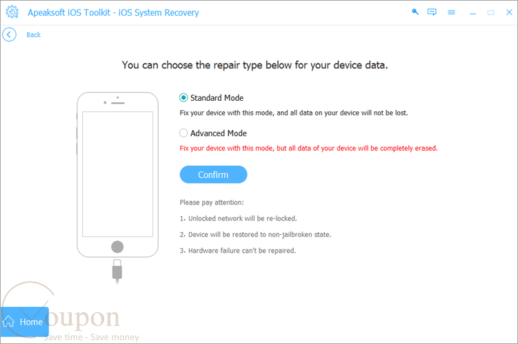 Apeaksoft Ios System Recovery Screenshot