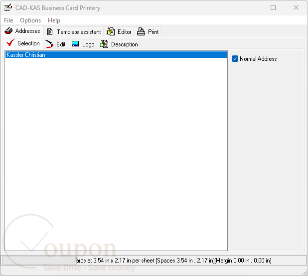 Cad Kas Business Card Printery Screenshot