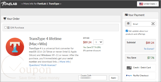 Transtype Coupon Code
