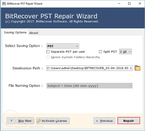 Bitrecover Pst Repair Screenshot