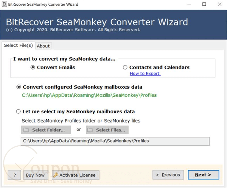 Bitrecover Seamonkey Converter Wizard Screenshot