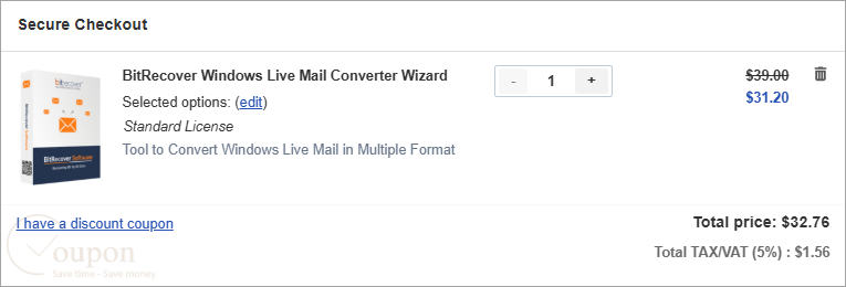 Bitrecover Windows Live Mail Converter Wizard Coupon Code
