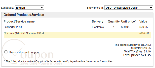 Filesorter Pro Coupon Code