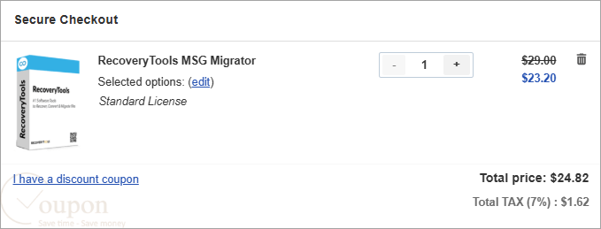 Recoverytools Msg Migrator Coupon Code
