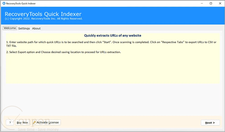 Recoverytools Quick Indexer Screenshot