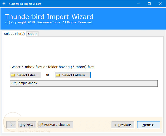 Recoverytools Thunderbird Import Wizard Screenshot