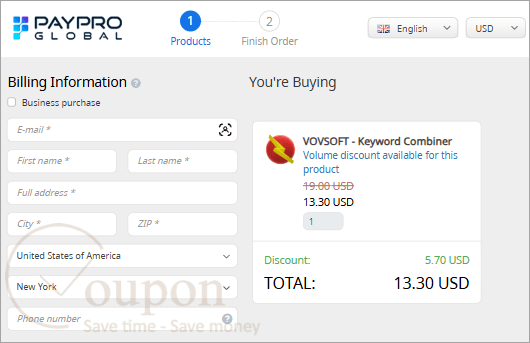 Vovsoft Keyword Combiner Coupon Code