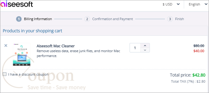 Aiseesoft Mac Cleaner Coupon Code