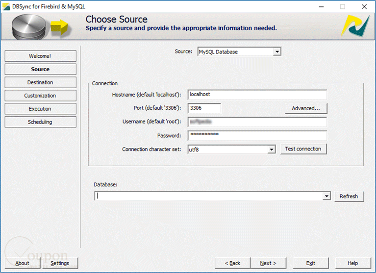 Dbsync For Firebird And Mysql Screen