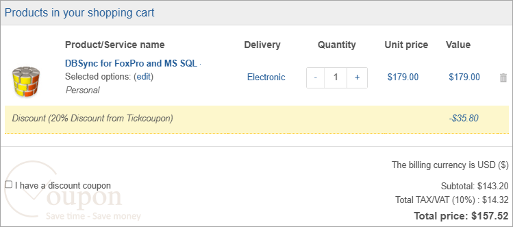 Dbsync For Foxpro And Ms Sql Coupon Code