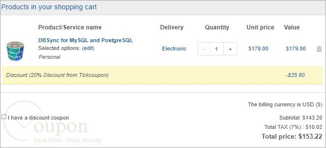Dbsync For Mysql And Postgresql Coupon Code