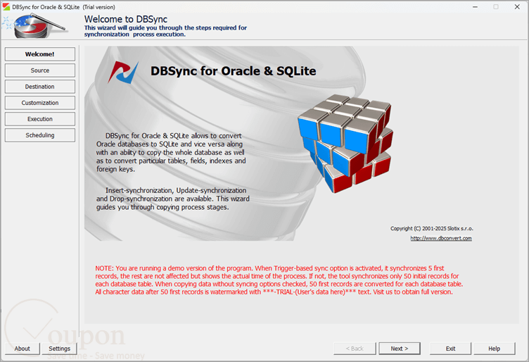 Dbsync For Oracle And Sqlite Screenshot