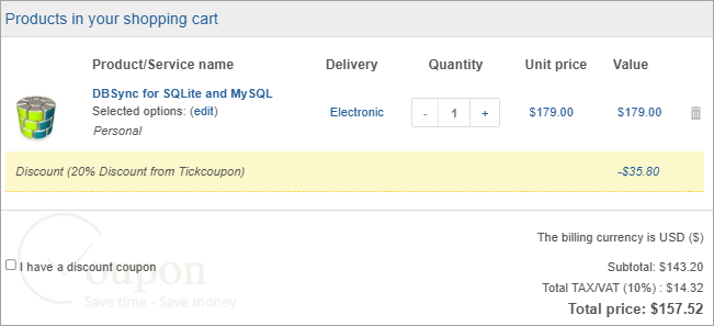 Dbsync For Sqlite And Mysql Coupon Code