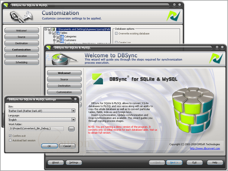 Dbsync For Sqlite And Mysql Screenshot