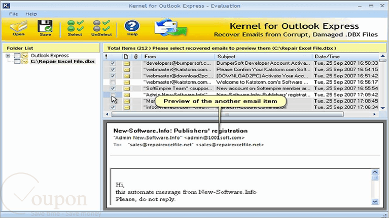 Kernel Recovery For Outlook Express Screenshot