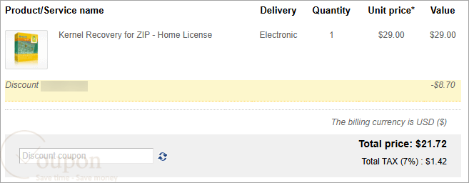 Kernel Recovery For Zip Coupon Code