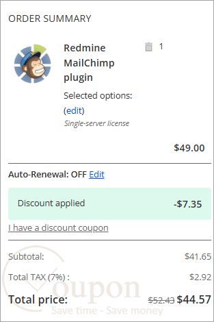 Redmine Mailchimp Plugin Coupon Code