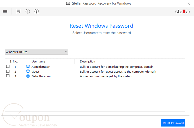 Stellar Password Recovery Screenshot