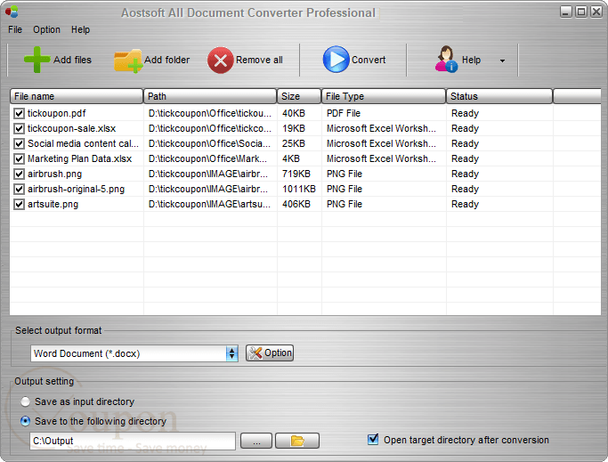 Aostsoft All Document Converter Professional Screenshot