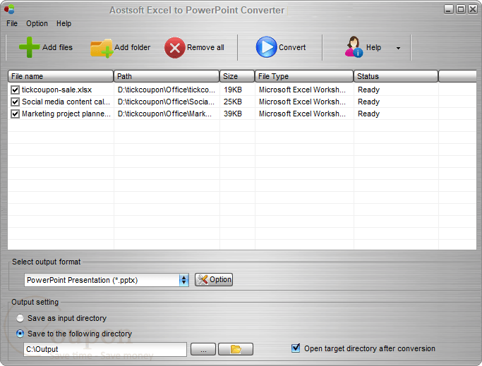 Aostsoft Excel To Powerpoint Converter Screenshot