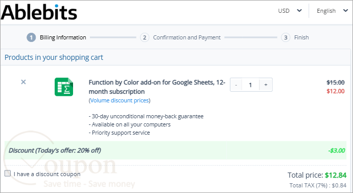 Function By Color Add On For Google Sheets Coupon Code