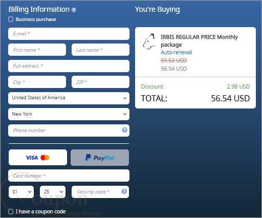 Irbis Coupon Code