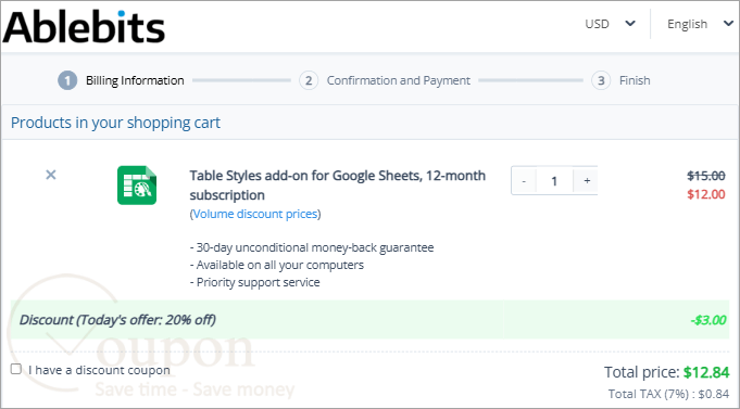 Table Styles Add On For Google Sheets Coupon Code