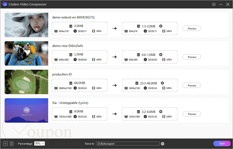 Cisdem Video Compressor Screenshot