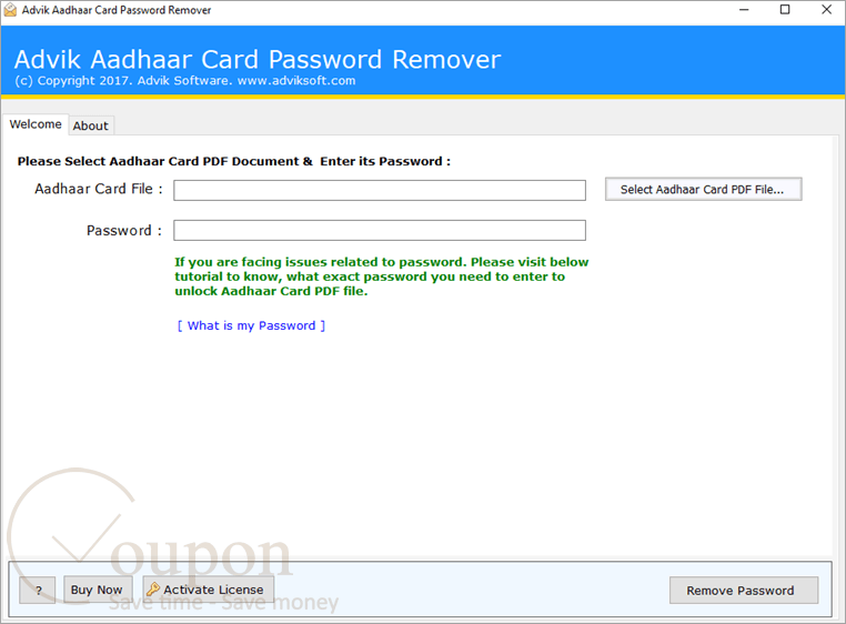 Advik Aadhaar Card Password Remover Screenshot