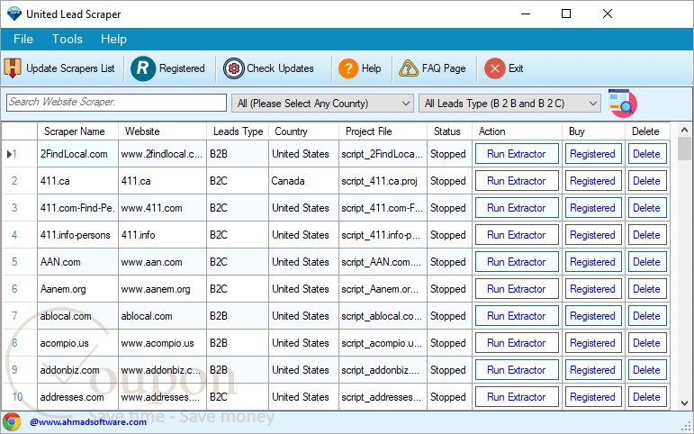 United Lead Scraper Screenshot