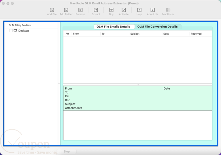 Macuncle Olm Email Address Extractor Screenshot