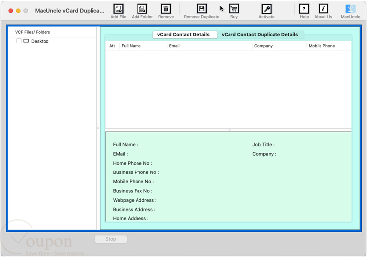 Macuncle Vcard Duplicate Remover Screenshot