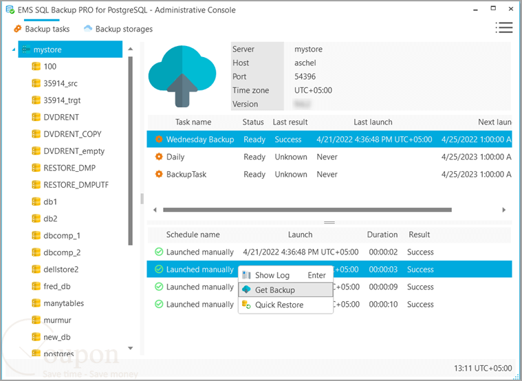 Sql Backup For Postgresql Screenshot