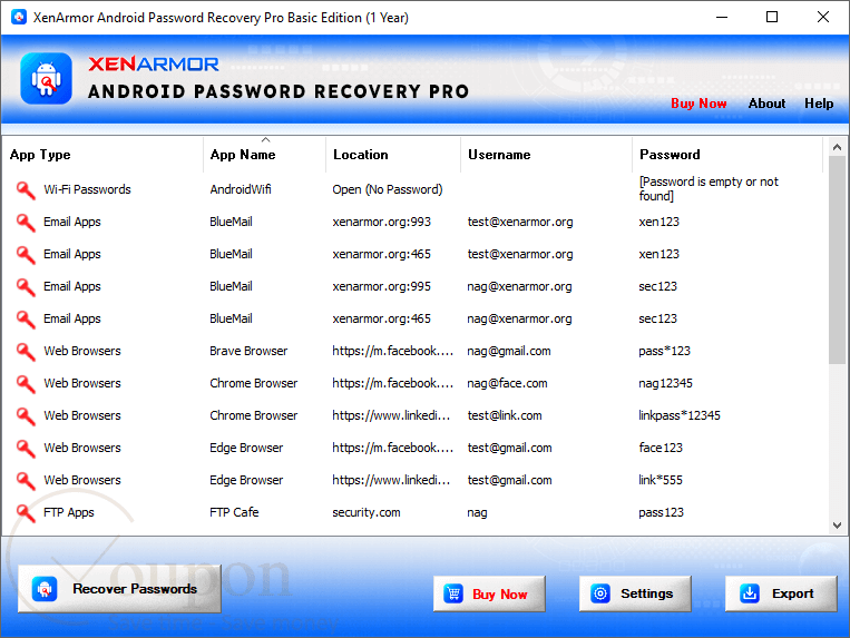 Xenarmor Android Password Recovery Pro Screenshot
