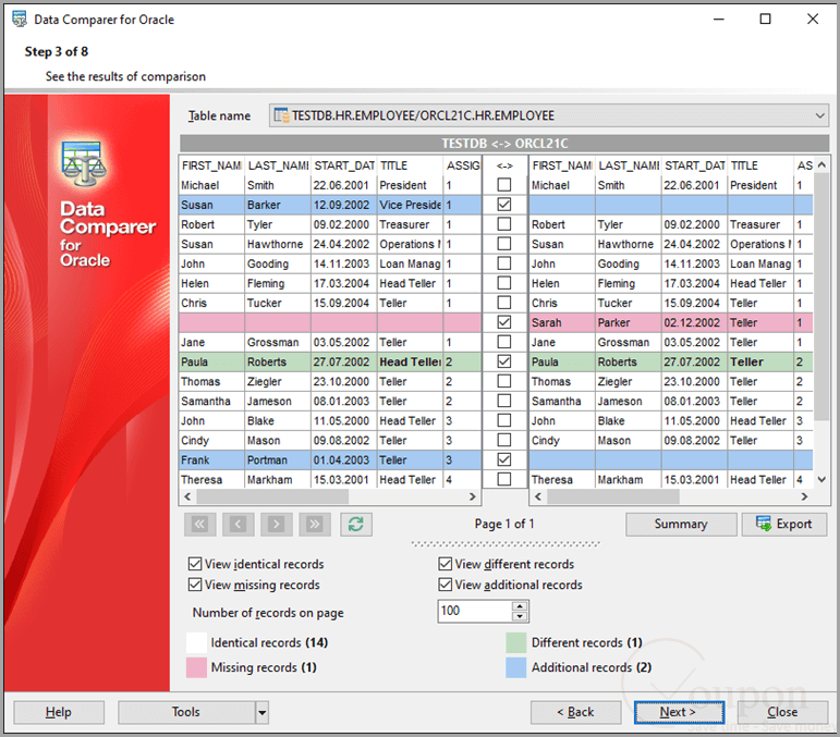 Data Comparer For Oracle Screenshot