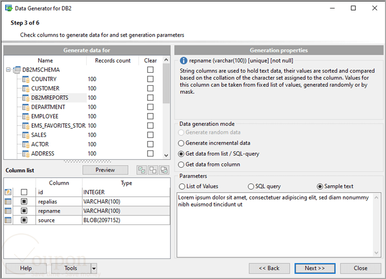 Data Generator For Db2 Screenshot