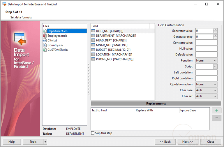 Data Import For Interbase Firebird Screenshot