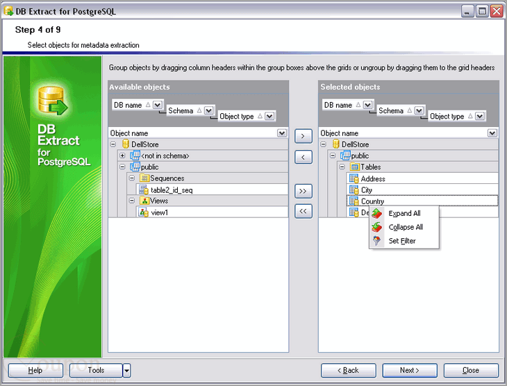 Db Extract For Postgresql Screenshot
